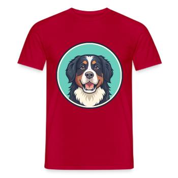 Bernese Mountain Dog Breed Cartoon Kawaii Clipart - Men's T-Shirt - red - Front - AI Model Male 178 dark (178cm)