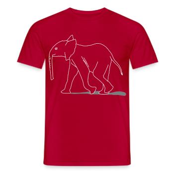 Elephant young, lineart - Men's T-Shirt - red - Front - AI Model Male 178 dark (178cm)