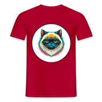 Himalaya-Katzenrasse Karikatur Kawaii Tier Haustier - Männer T-Shirt - Rot - Vorne - AI Model Male 178 dark (178cm)