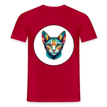 German Rex Cat Breed Cartoon Kawaii Animal Pet - Men's T-Shirt - red - Front - AI Model Male 178 dark (178cm)