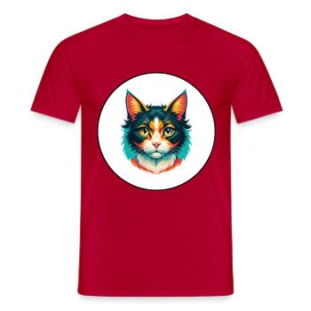 Laperm Chat Race Dessin Animé Kawaii Animal Pet - T-shirt homme - rouge - Devant - AI Model Male 178 dark (178cm)