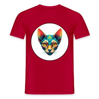 Peterbald Chat Race Dessin Animé Kawaii Animal Pet - T-shirt homme - rouge - Devant - AI Model Male 178 dark (178cm)