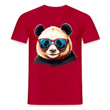 Panda Bear intelligent avec des lunettes de soleil cool - T-shirt homme - rouge - Devant - AI Model Male 178 dark (178cm)