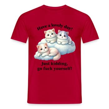 Cute kittens - go fuck yourself - Men's T-Shirt - red - Front - AI Model Male 178 dark (178cm)