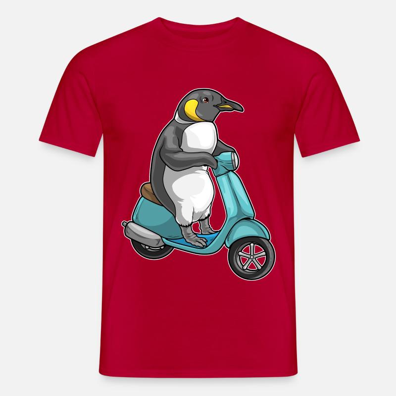 Pinguin Motorroller - Männer T-Shirt - Rot