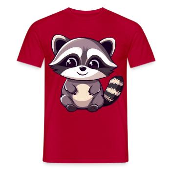 Niedlicher entzückender Waschbär - Charmantes Cartoon-Design - Männer T-Shirt - Rot - Vorne - AI Model Male 178 dark (178cm)