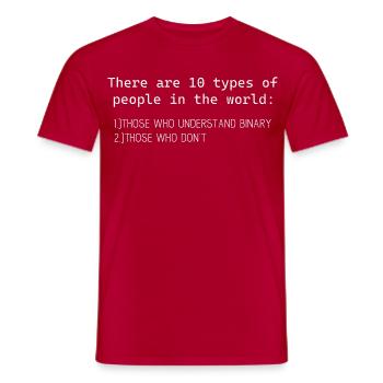 there are 10 types of people who understand binary - Men's T-Shirt - red - Front - AI Model Male 178 dark (178cm)