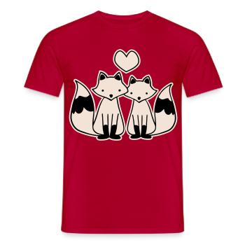 Foxes in love - Men's T-Shirt - red - Front - AI Model Male 178 dark (178cm)