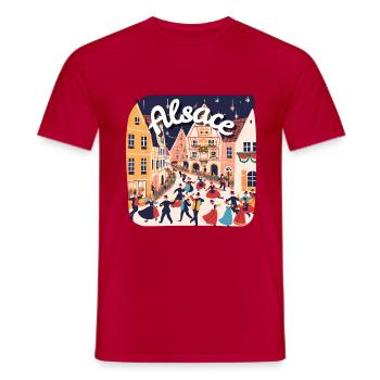 Alsace festive danse village - T-shirt homme - rouge - Devant - AI Model Male 178 dark (178cm)