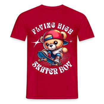 Skater teddy bear on skateboard - Men's T-Shirt - red - Front - AI Model Male 178 dark (178cm)