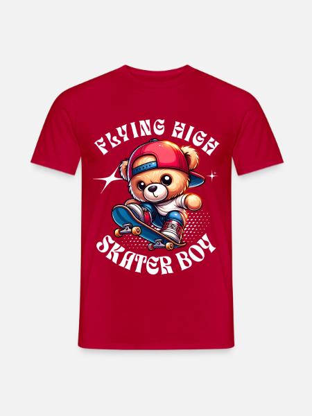 Skater teddy bear on skateboard - Men's T-Shirt - red