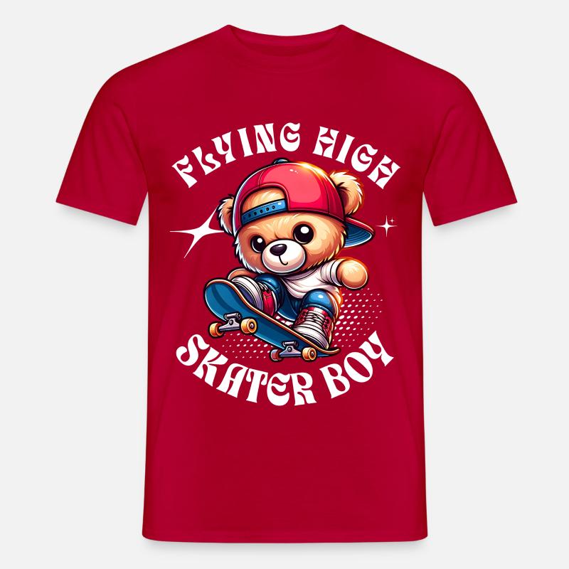 Skater Teddybär auf Skateboard - Männer T-Shirt - Rot