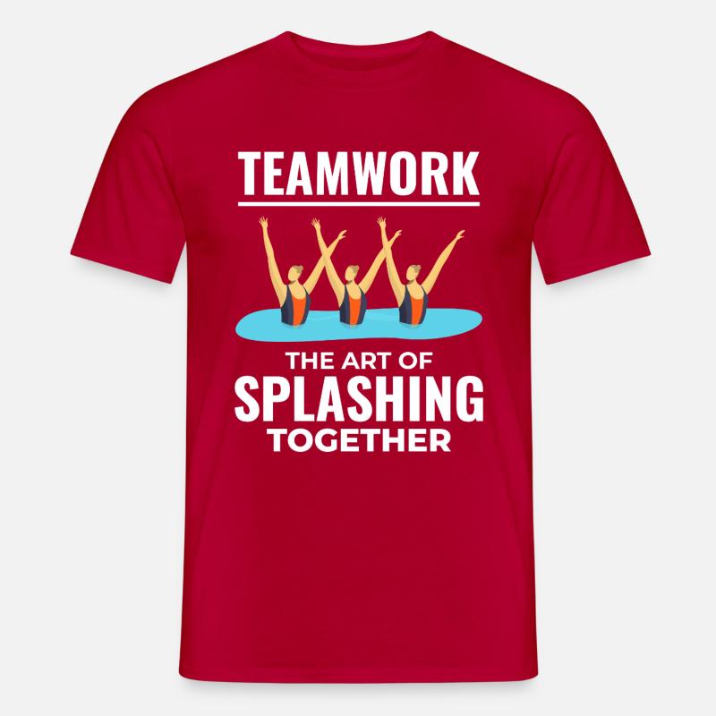 Teamwork Spritzwasser Design Synchronschwimmen - Männer T-Shirt - Rot