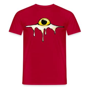 Fried Eye – Sunny Side Creepy - Men's T-Shirt - red - Front - AI Model Male 178 dark (178cm)
