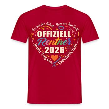 Official Pensioner 2026 Heart Design - Men's T-Shirt - red - Front - AI Model Male 178 dark (178cm)