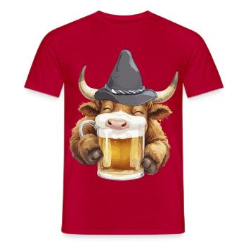 Volksfest Bulle mit Bierglas Bierfest Bierzelt  - Männer T-Shirt - Rot - Vorne - AI Model Male 178 dark (178cm)