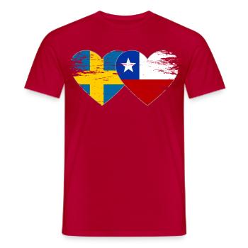 Suède Chili drapeau coeur utilisé - T-shirt homme - rouge - Devant - AI Model Male 178 dark (178cm)