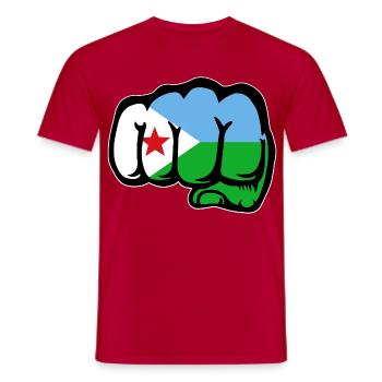 Dschibuti Flagge Faust - Männer T-Shirt - Rot - Vorne - AI Model Male 178 dark (178cm)