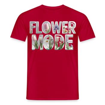 FLOWER MODE – 3D Letters full of blossoms - Men's T-Shirt - red - Front - AI Model Male 178 dark (178cm)