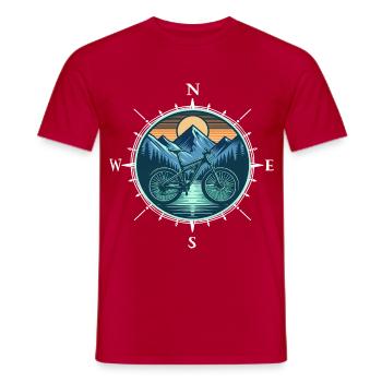 Vélo VTT - T-shirt homme - rouge - Devant - AI Model Male 178 dark (178cm)