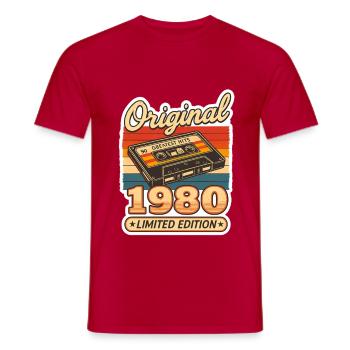 Original 1980, Limited Edition Rétro Vintage - T-shirt homme - rouge - Devant - AI Model Male 178 dark (178cm)