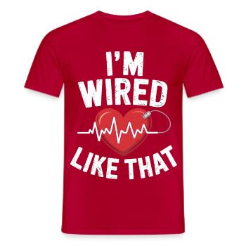 I'm wired like the heart - Men's T-Shirt - red - Front - AI Model Male 178 dark (178cm)