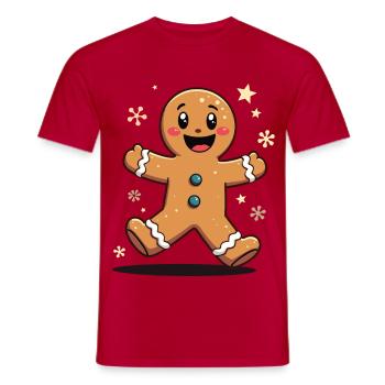 Gingerbread Man - Men's T-Shirt - red - Front - AI Model Male 178 dark (178cm)