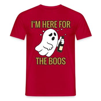 Hier für die Buhrufe - Halloween 2025 - Männer T-Shirt - Rot - Vorne - AI Model Male 178 dark (178cm)