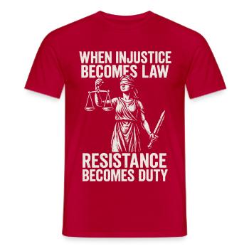 Quand l’injustice devient juste, la résistance devient - T-shirt homme - rouge - Devant - AI Model Male 178 dark (178cm)