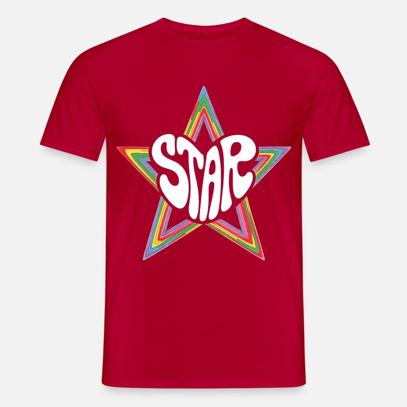 Space Star Psychedelischer Regenbogen - Männer T-Shirt - Rot