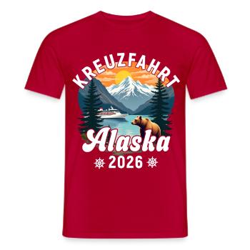 Kreuzfahrt Alaska 2026 - Männer T-Shirt - Rot - Vorne - AI Model Male 178 dark (178cm)