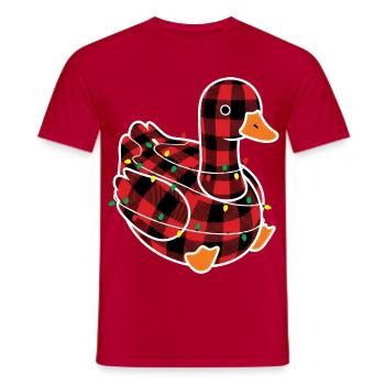 Humour Oie Noël Plaid Rouge Carreaux - T-shirt homme - rouge - Devant - AI Model Male 178 dark (178cm)