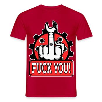 Provocative middle finger statement - Men's T-Shirt - red - Front - AI Model Male 178 dark (178cm)