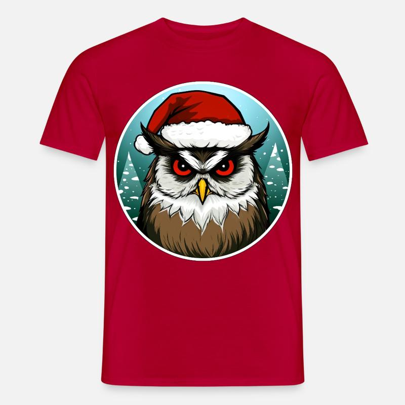 Weihnachten Eulen - Männer T-Shirt - Rot