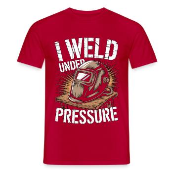 Atelier de mécanicien soudeur I Soudeur sous pression - T-shirt homme - rouge - Devant - AI Model Male 178 dark (178cm)