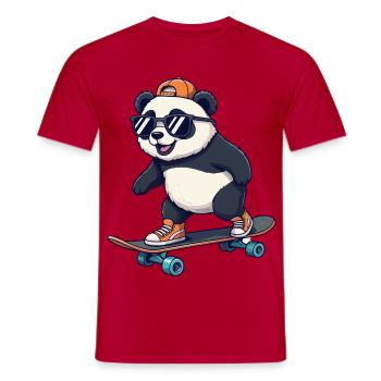 Panda drôle patinant sur un skateboard de dessins animés - T-shirt homme - rouge - Devant - AI Model Male 178 dark (178cm)