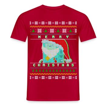 Merry Christmas Pixel Santa "Ugly Xmas Sweater" - Men's T-Shirt - red - Front - AI Model Male 178 dark (178cm)