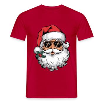 Santa with sunglasses and Christmas kiss - Men's T-Shirt - red - Front - AI Model Male 178 dark (178cm)