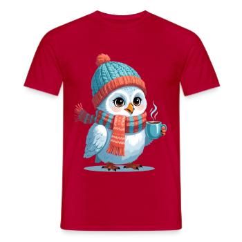 Winterpinguin mit Mütze und Schals - Männer T-Shirt - Rot - Vorne - AI Model Male 178 dark (178cm)