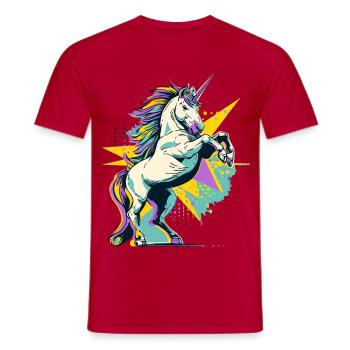 Licorne Pop Art Magie Fantastique Colorée Magie Conte de Fées Magie - T-shirt homme - rouge - Devant - AI Model Male 178 dark (178cm)