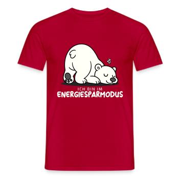 Cute sleeping polar bear in energy saving mode - Men's T-Shirt - red - Front - AI Model Male 178 dark (178cm)