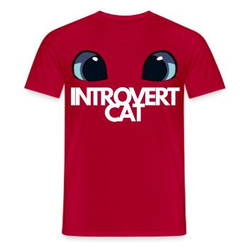 Introvert Cat Blue Eyes - Men's T-Shirt - red - Front - AI Model Male 178 dark (178cm)
