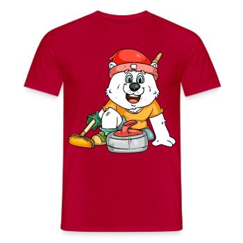 Curling player polar bear - Men's T-Shirt - red - Front - AI Model Male 178 dark (178cm)