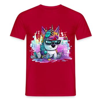 Techicorn Neon Unicorn - Men's T-Shirt - red - Front - AI Model Male 178 dark (178cm)