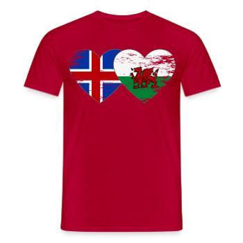 Iceland Wales flag heart used - Men's T-Shirt - red - Front - AI Model Male 178 dark (178cm)