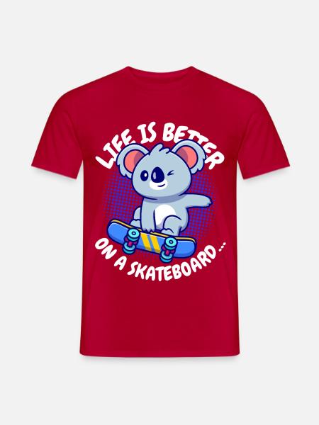 Koala Skateboard Lebensfreude - Männer T-Shirt - Rot