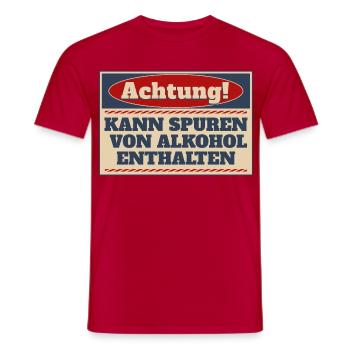 Achtung! Kann Spuren von Alkohol enthalten - Männer T-Shirt - Rot - Vorne - AI Model Male 178 dark (178cm)