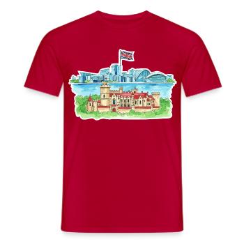 Cardiff Skyline Castle Millennium Centre Wales Art - Men's T-Shirt - red - Front - AI Model Male 178 dark (178cm)