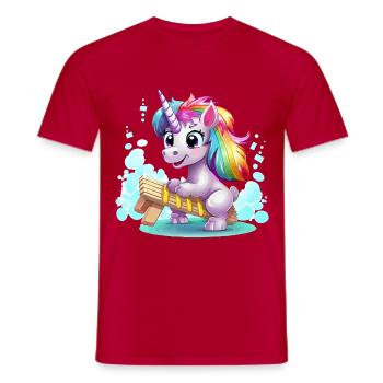 Rainbow Unicorn Sleigh - Men's T-Shirt - red - Front - AI Model Male 178 dark (178cm)