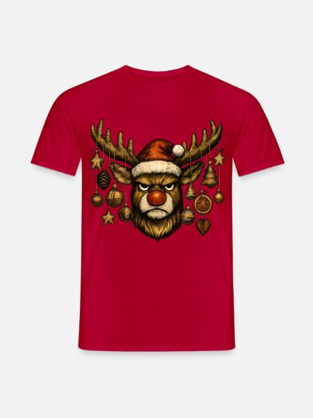 Hirsch Rudolph Frohe Weihnachten - Männer T-Shirt - Rot